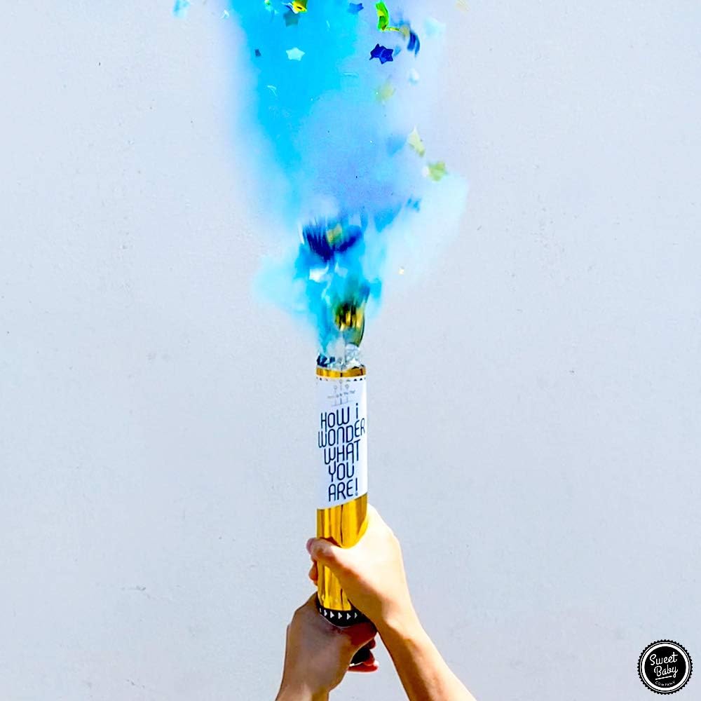 Set of 4 Gender Reveal Cannons in Blue Color Powder and Confetti for Baby Boy Reveals, Photo Shoots, and Videos