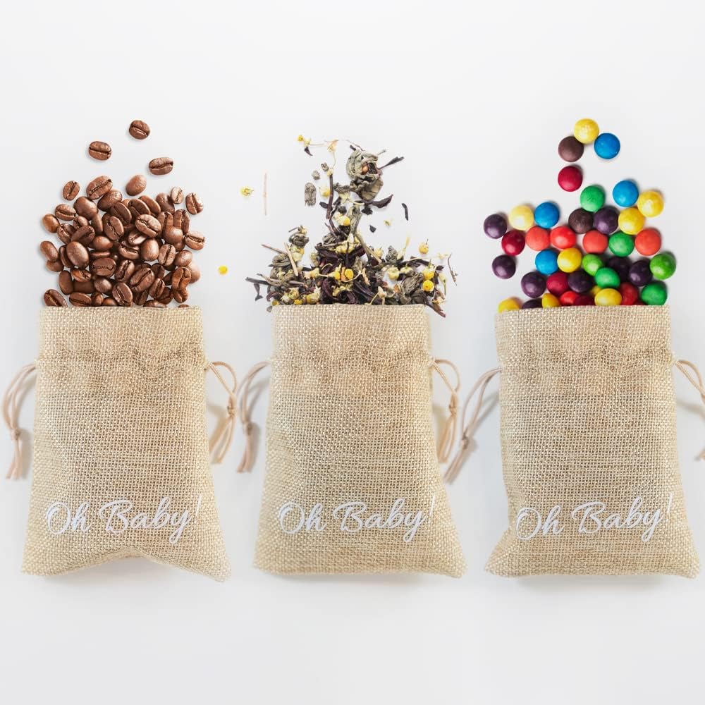 25-Piece Organic Brown Drawstring Party Favor Bags for Little Gifts and Treats - Ideal for Baby Showers, Weddings, Bridal Showers, Birthdays