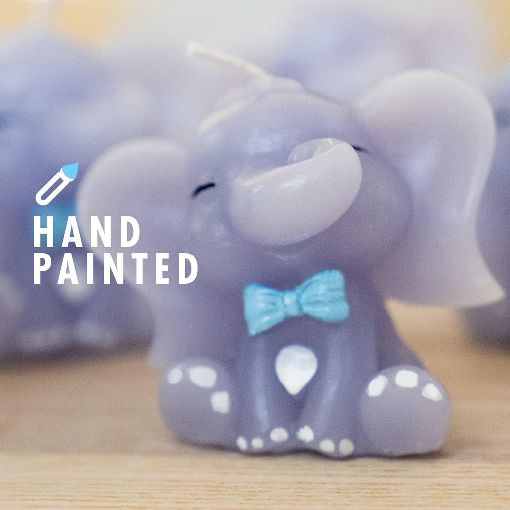 Blue Elephant Candles - Pack of 6 Small Party Favor Mini Souvenirs and Decorations for Boy's Baby Shower and Baptism