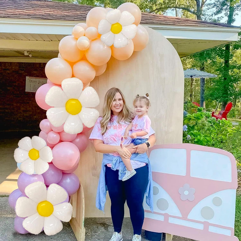 Daisy Balloon Garland Party Decorations with 106 Pastel Balloons and Flower Accents for Boho Bridal Showers, Birthdays, and Girl Baby Showers