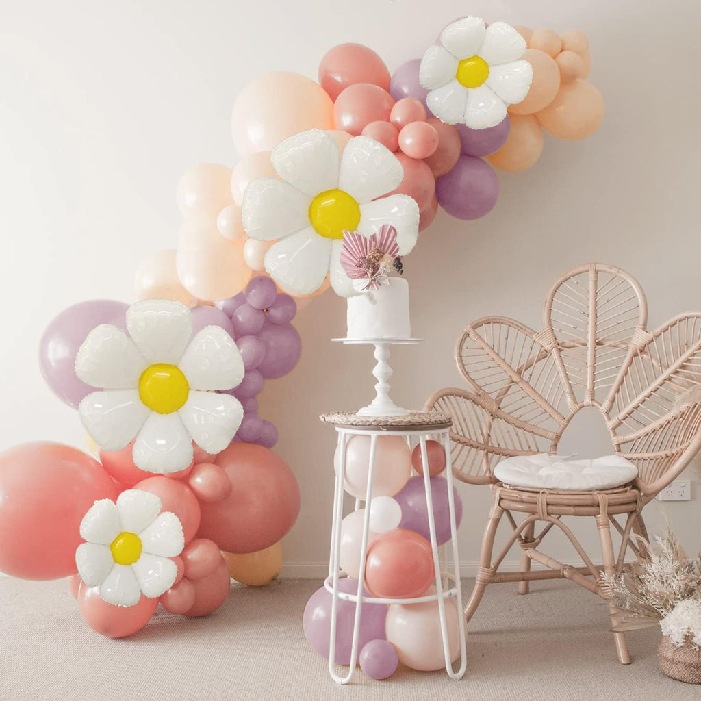 Daisy Balloon Garland Party Decorations with 106 Pastel Balloons and Flower Accents for Boho Bridal Showers, Birthdays, and Girl Baby Showers