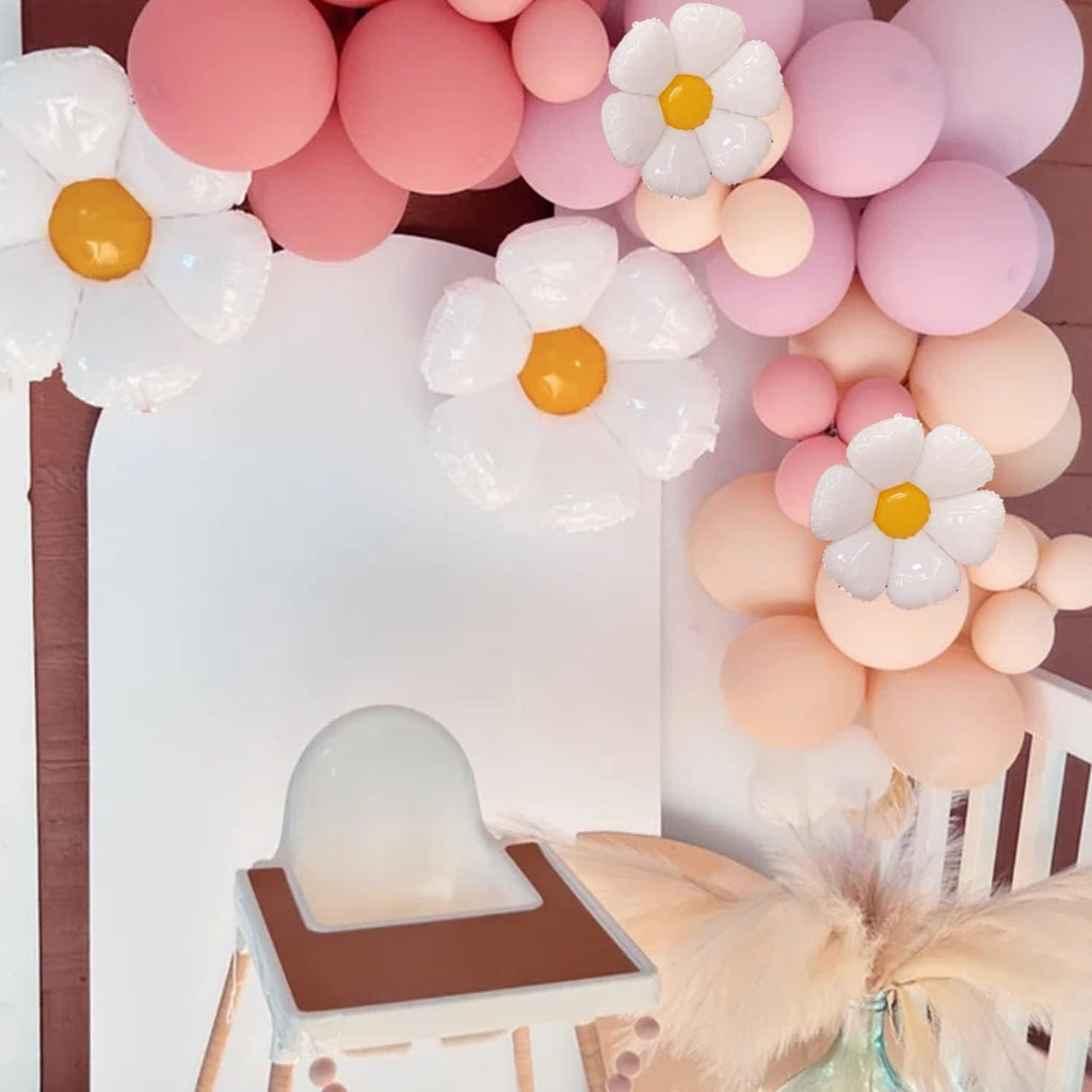 Daisy Balloon Garland Party Decorations with 106 Pastel Balloons and Flower Accents for Boho Bridal Showers, Birthdays, and Girl Baby Showers