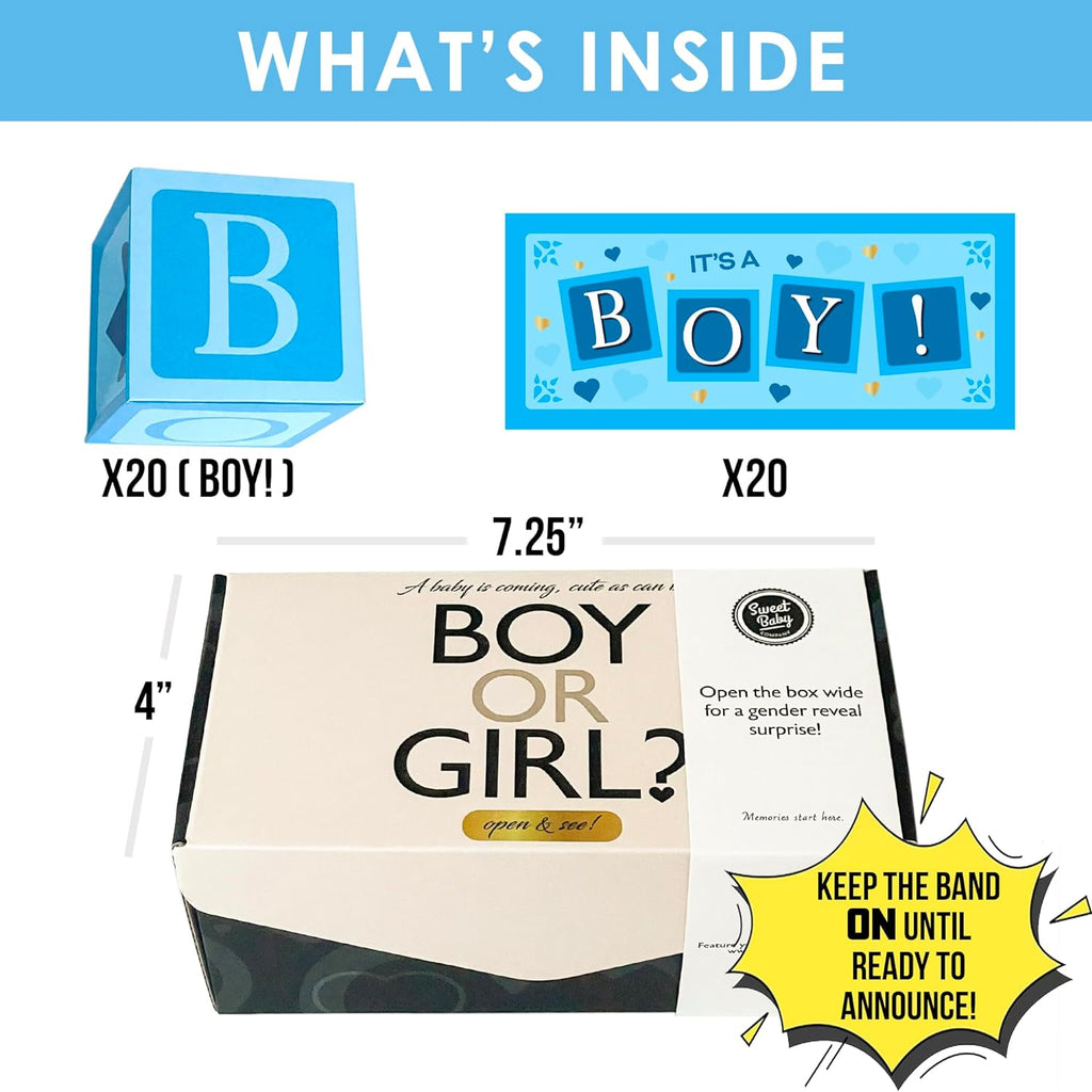 Gender Reveal Surprise Box Kit for Boy or Girl with Pop-Up Flying Poppers and Large Paper Confetti - Fully Assembled Kit for Gender Party Reveal