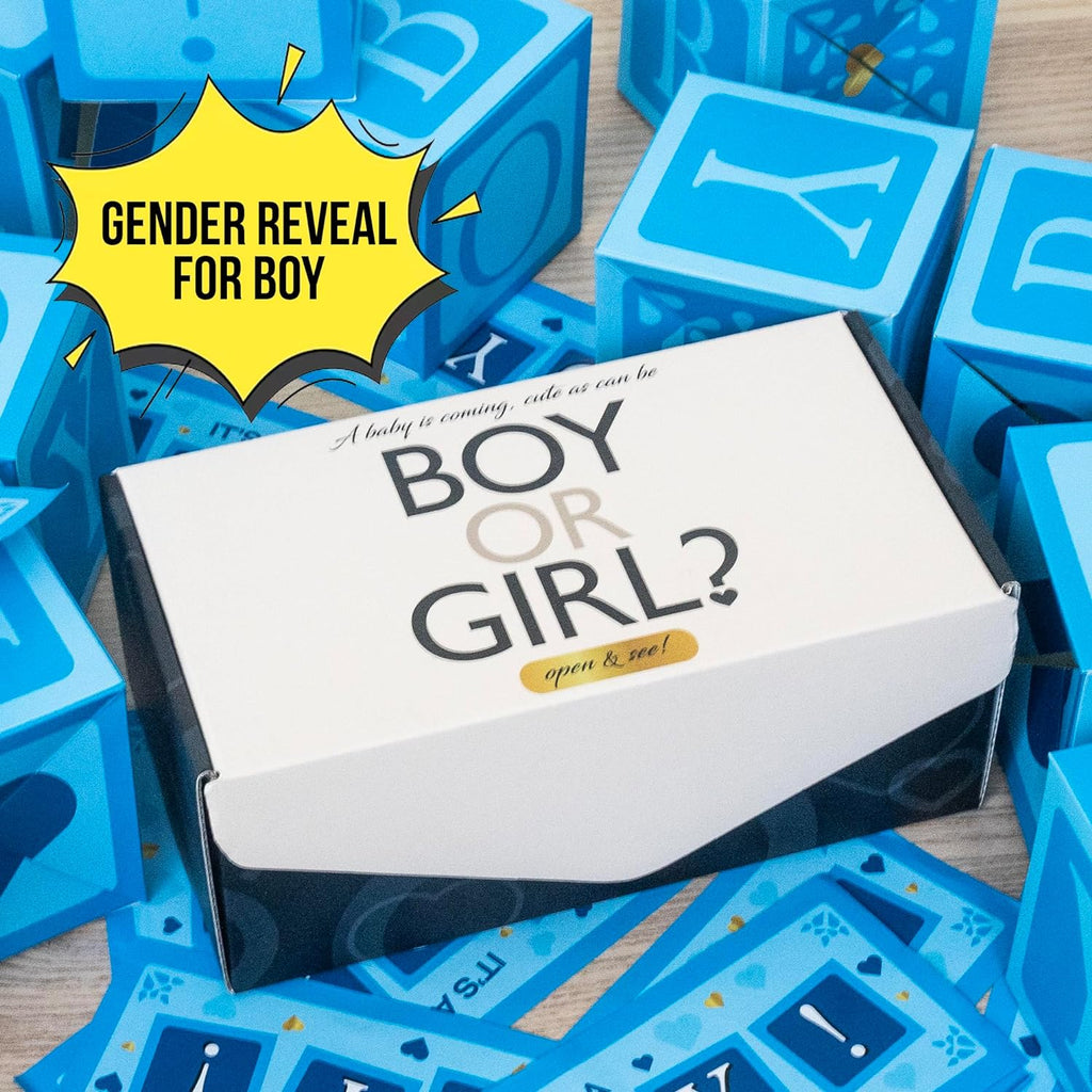 Gender Reveal Surprise Box Kit for Boy or Girl with Pop-Up Flying Poppers and Large Paper Confetti - Fully Assembled Kit for Gender Party Reveal