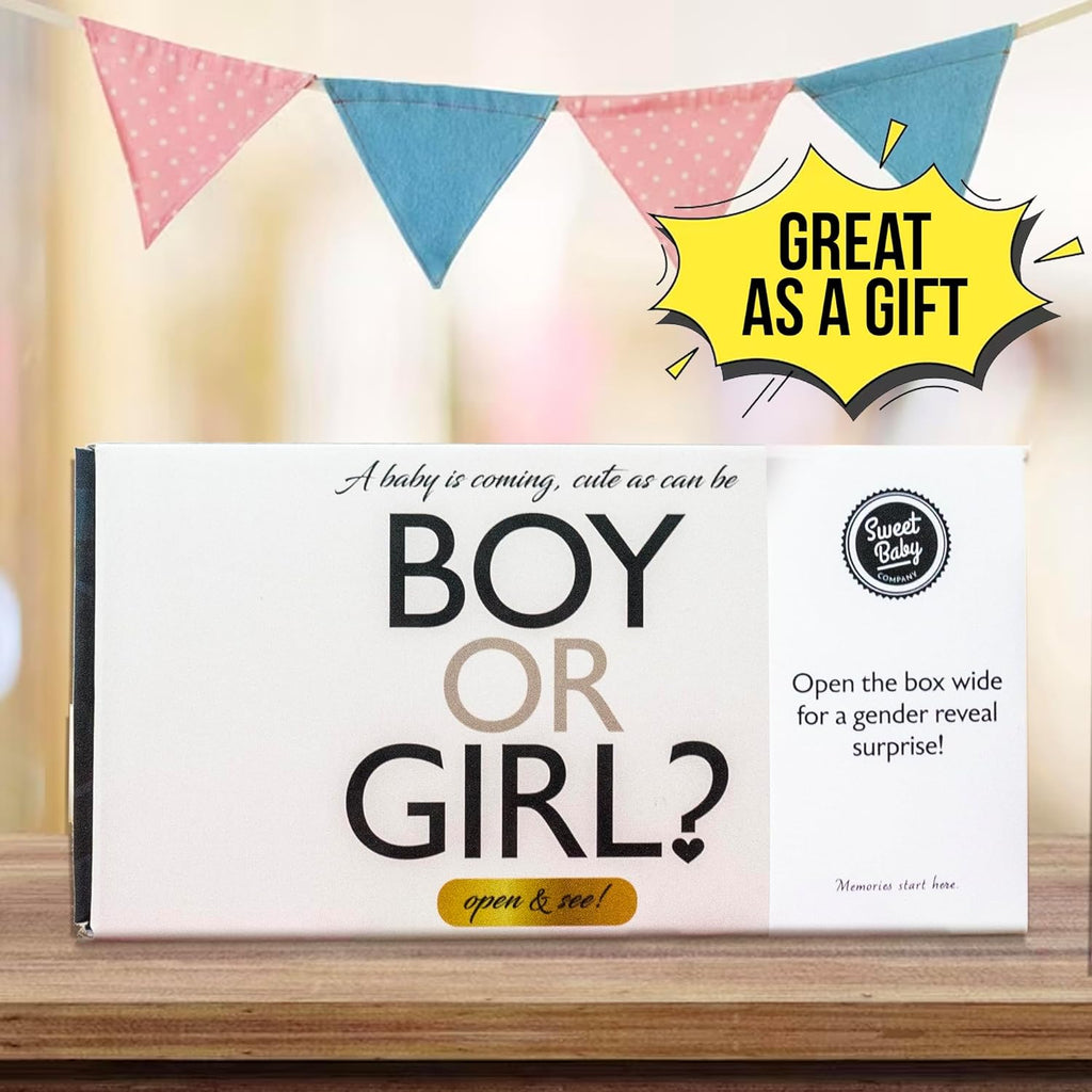 Gender Reveal Surprise Box Kit for Boy or Girl with Pop-Up Flying Poppers and Large Paper Confetti - Fully Assembled Kit for Gender Party Reveal