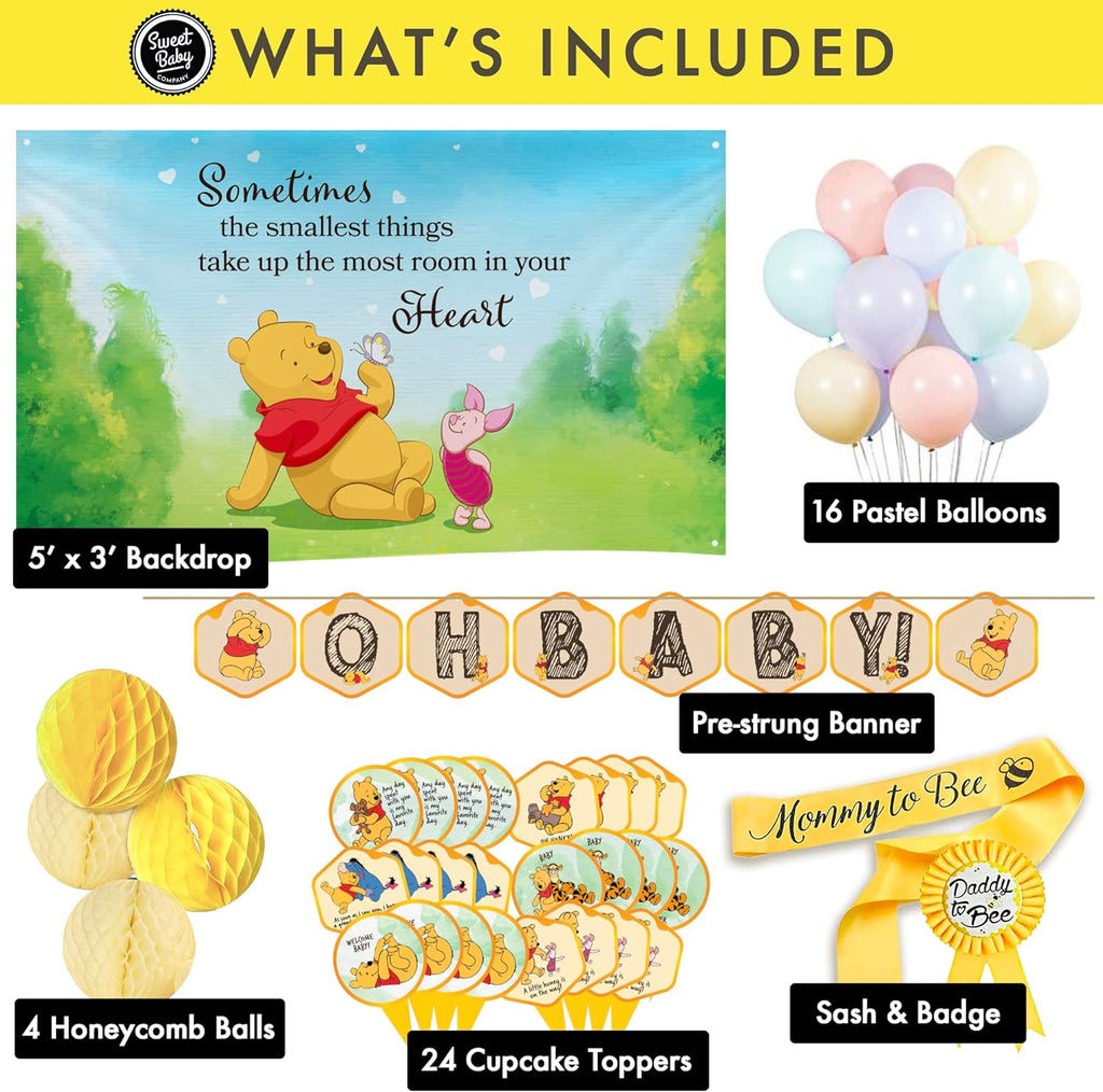 Classic Winnie the Pooh Baby Shower Decorations for Girl or Boy Baby showers and Gender Reveal Parties