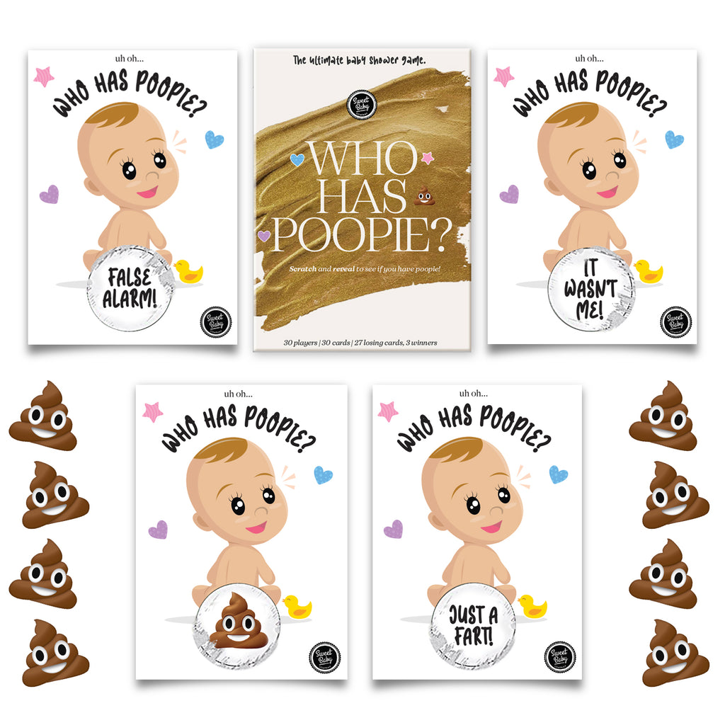 Hilarious Baby Shower Games Funny Scratch Off Poopie Game 30 Pack Boy Girl for Fun Party Prizes Gifts Winners Raffle Gender Reveal Guests Activities