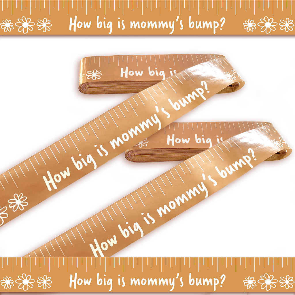 Gender-Neutral Baby Shower Tummy Measuring Game with 2 Rolls of Soft Muted Brown Tape for Girl or Boy Baby Shower Celebration