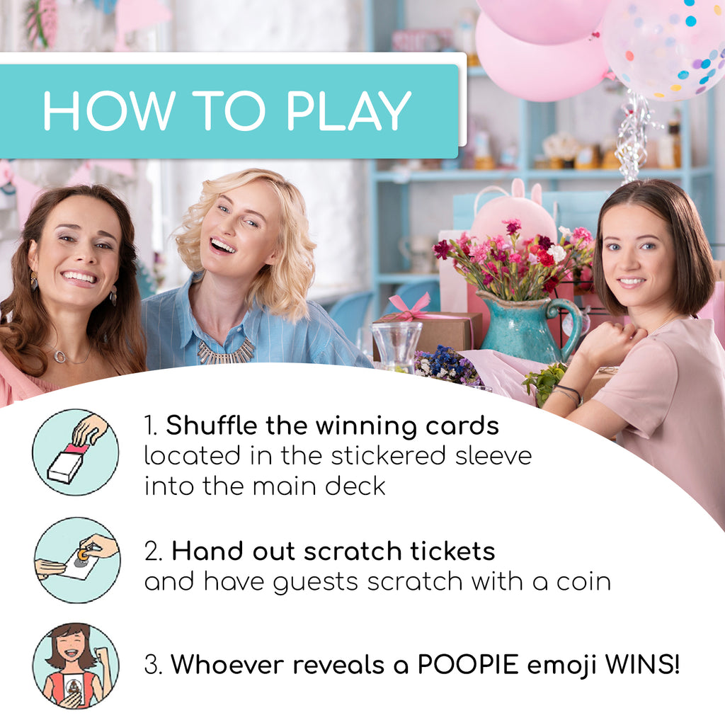 Hilarious Baby Shower Games Funny Scratch Off Poopie Game 30 Pack Boy Girl for Fun Party Prizes Gifts Winners Raffle Gender Reveal Guests Activities