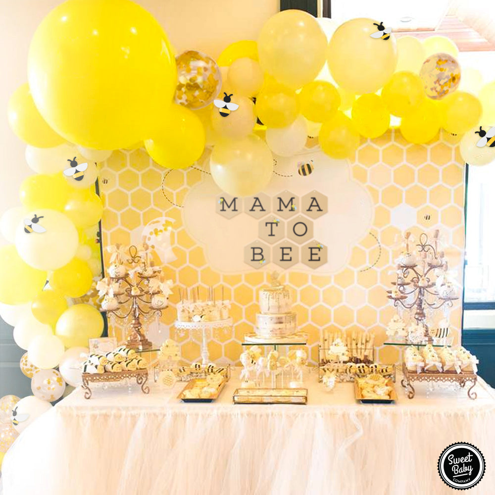 Sweet Baby Co. Lemon Bumble Bee Baby Shower Decor Decorations with Honey Yellow Balloon Garland Arch Kit, Mama to Bee Banner, Bumblebee Themed Gender Reveal Party Supplies Bee Day Theme Decoration