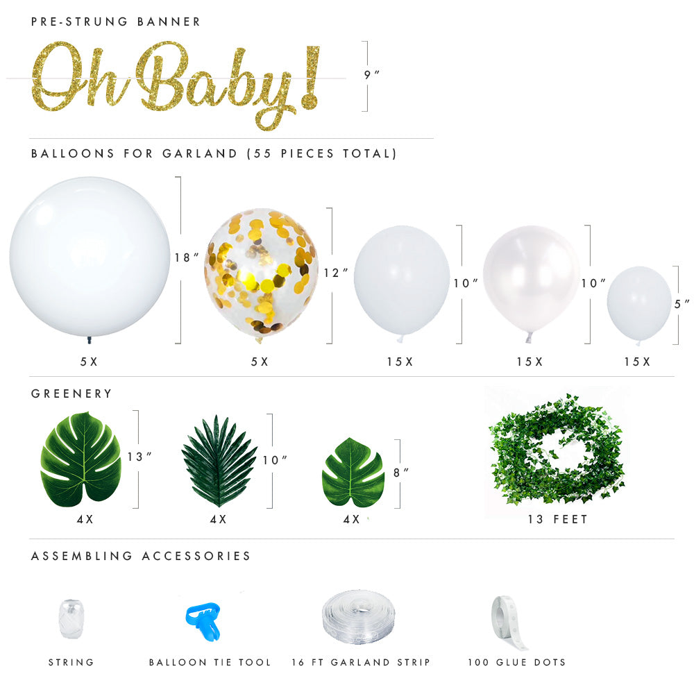 Greenery Baby Shower Balloon Garland
