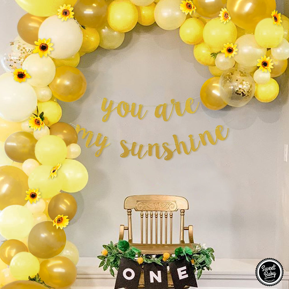 Sweet Baby Co. Sunflower Baby Shower Decorations for Girl or Boy Sunflower Balloon Garland Arch Kit