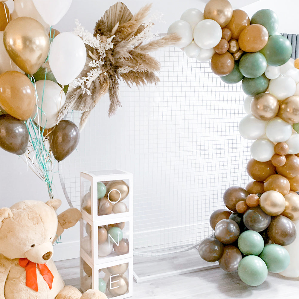 Neutral Sage Green Balloon Garland Kit Woodland Arch with Light Sage, Cocoa, Brown, Gold, White Balloons for Baby Shower Decorations, Hunter Jungle Theme Party Supplies, Safari Decor
