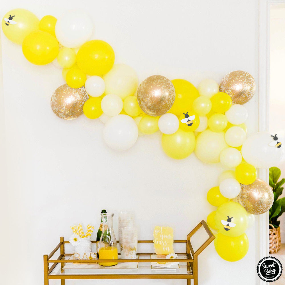 Sweet Baby Co. Lemon Bumble Bee Baby Shower Decor Decorations with Honey Yellow Balloon Garland Arch Kit, Mama to Bee Banner, Bumblebee Themed Gender Reveal Party Supplies Bee Day Theme Decoration