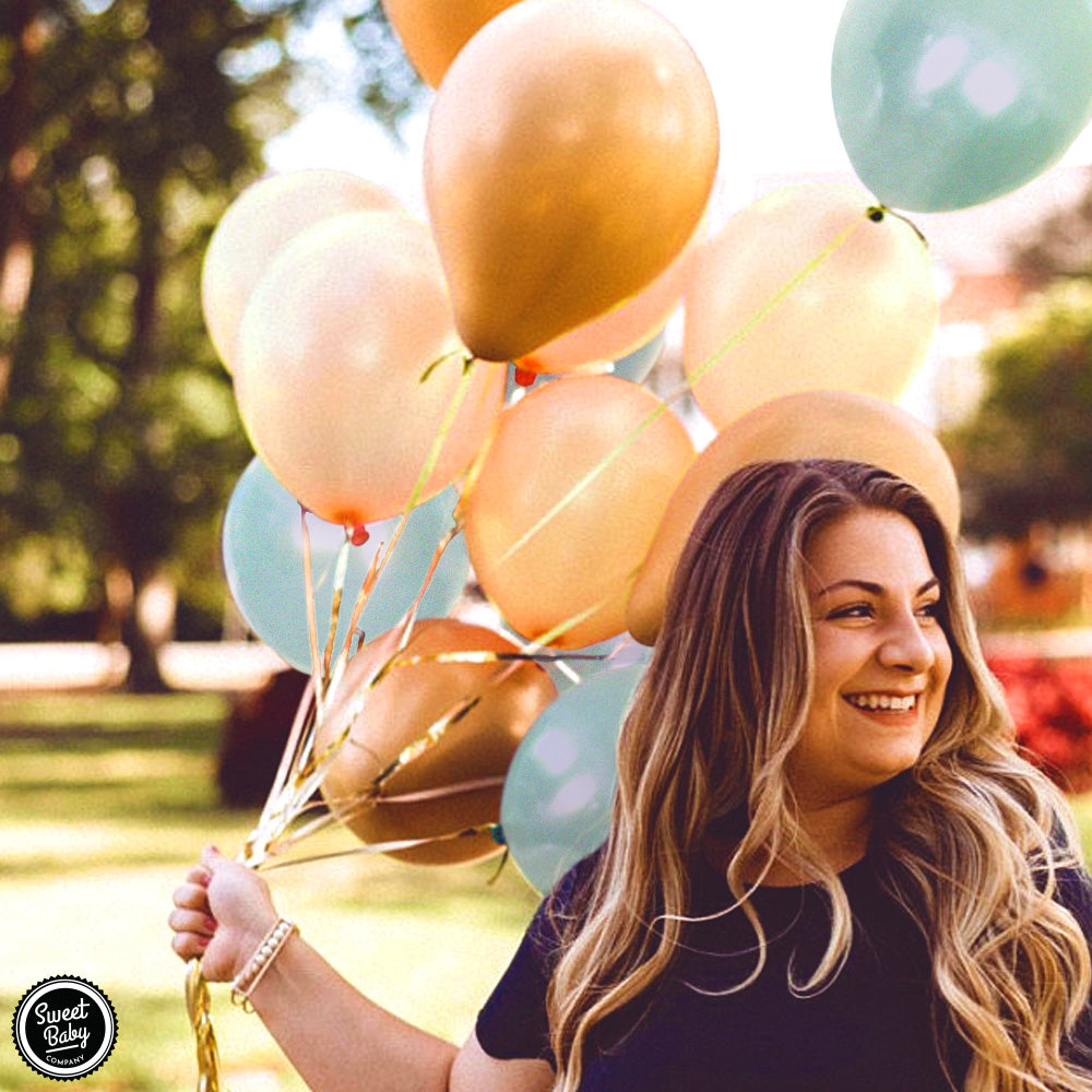 Sage Green Balloons 50 Pack with Light Eucalyptus, Peach, Confetti, Gold Metallic, White