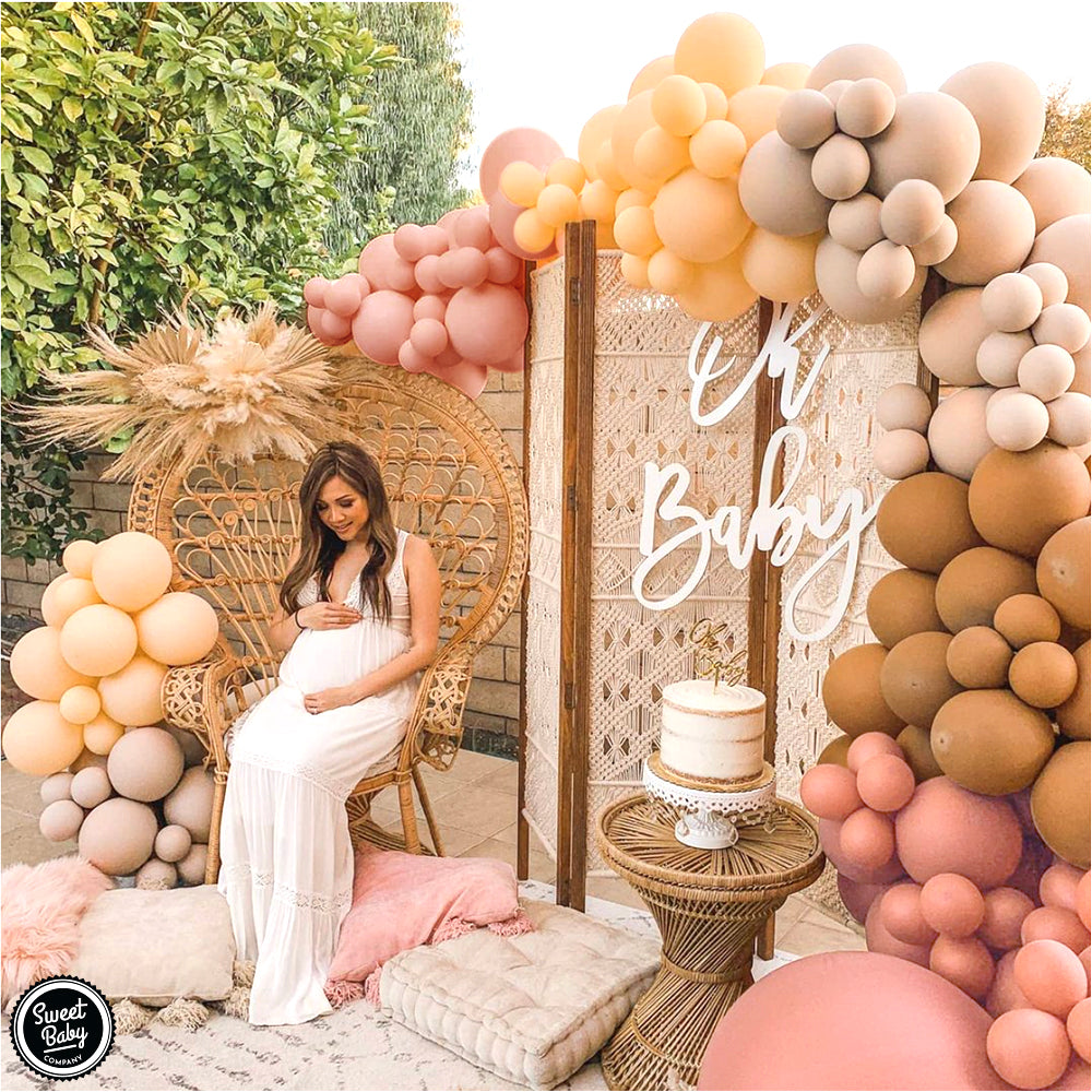 Dusty Rose Pink Balloon Garland Kit Arch with Matte Mauve, Nude, Taupe, Caramel, and Rose Gold Metallic Balloons Neutral Decorations for Baby Bridal Shower, Birthday Party Ballon Wall