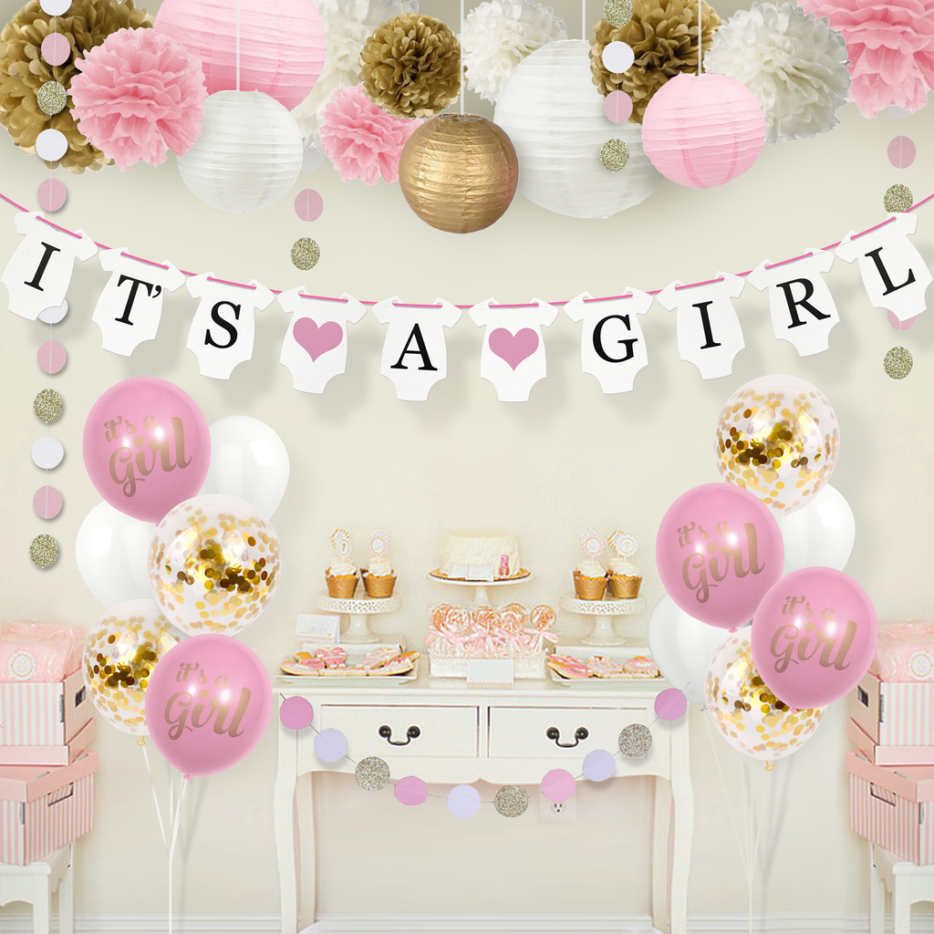 Baby Shower Decorations For Girl With Paper Onesie Banner
